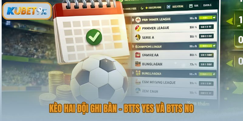 Kèo hai đội ghi bàn phân chia rõ hai lựa chọn Yes và No